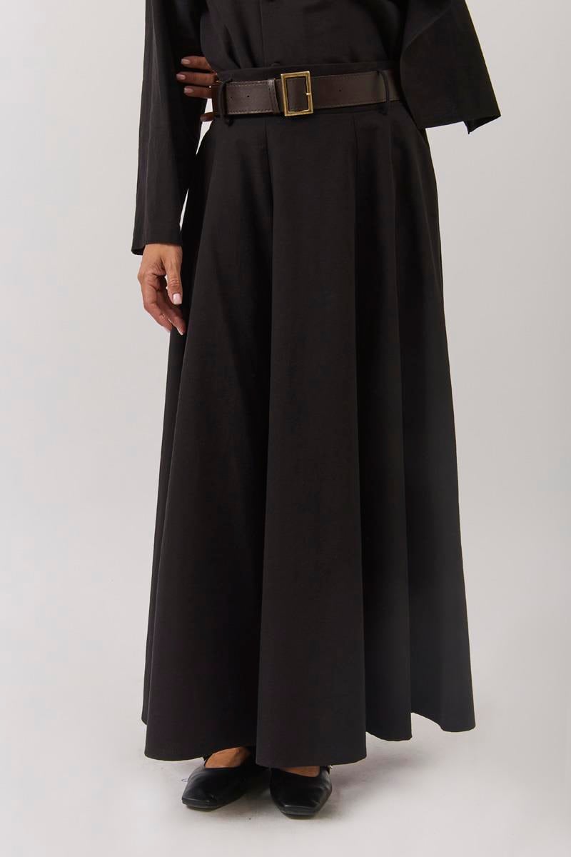 Geniş Kemerli Etek Siyah