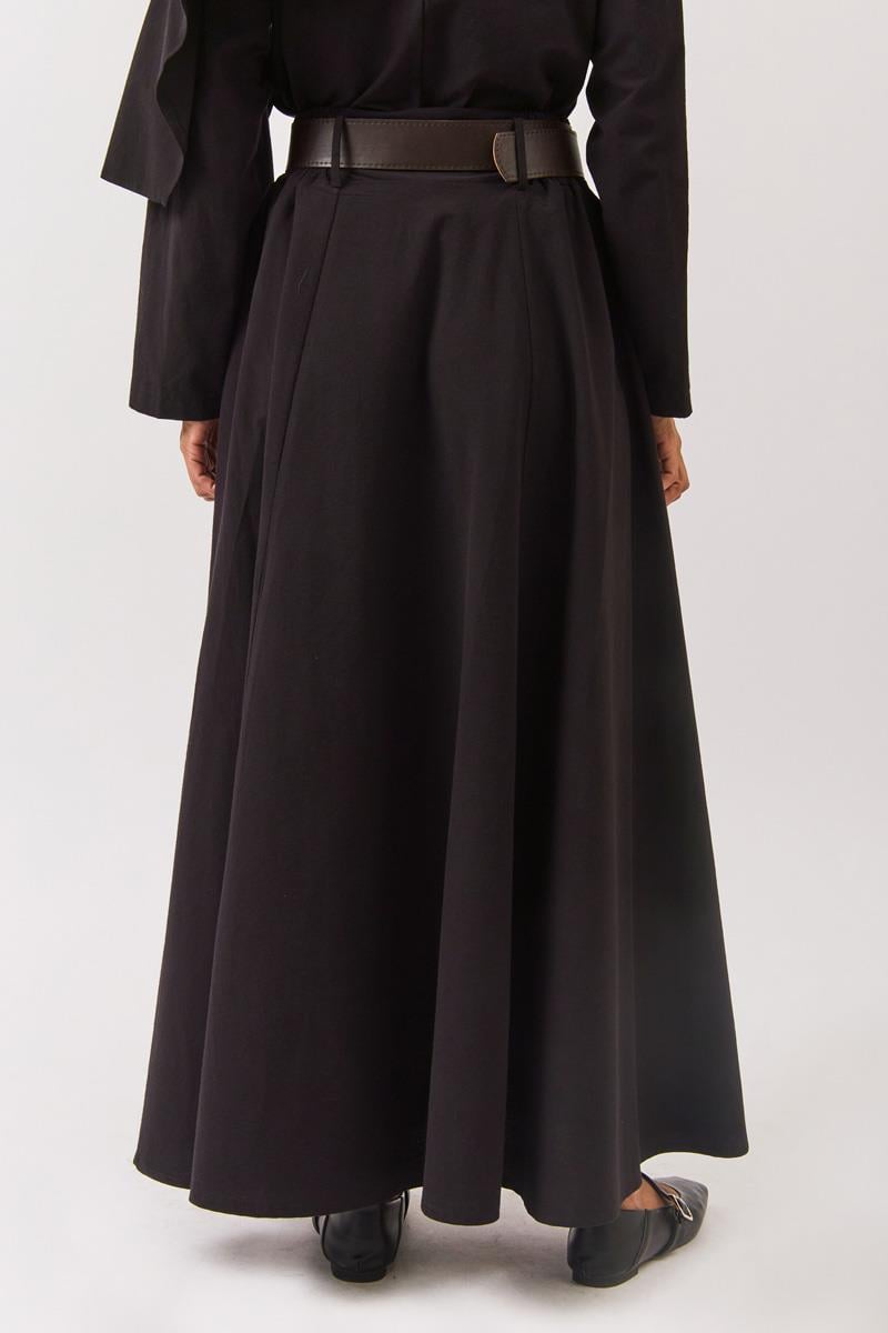 Geniş Kemerli Etek Siyah
