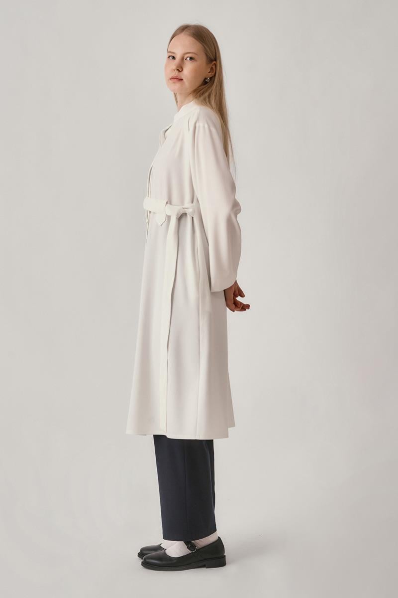 Gizli Düğmeli Uzun Tunik Ekru