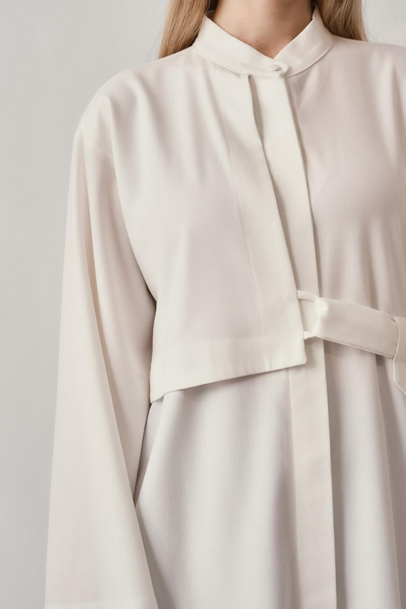 Gizli Düğmeli Uzun Tunik Ekru