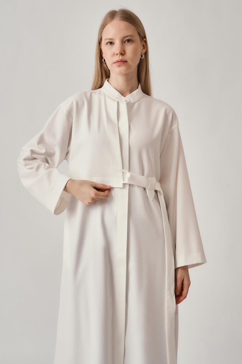 Gizli Düğmeli Uzun Tunik Ekru