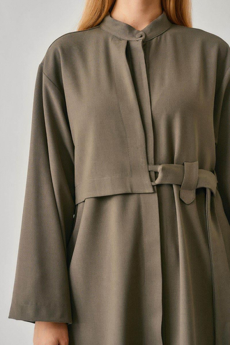 Gizli Düğmeli Uzun Tunik Haki