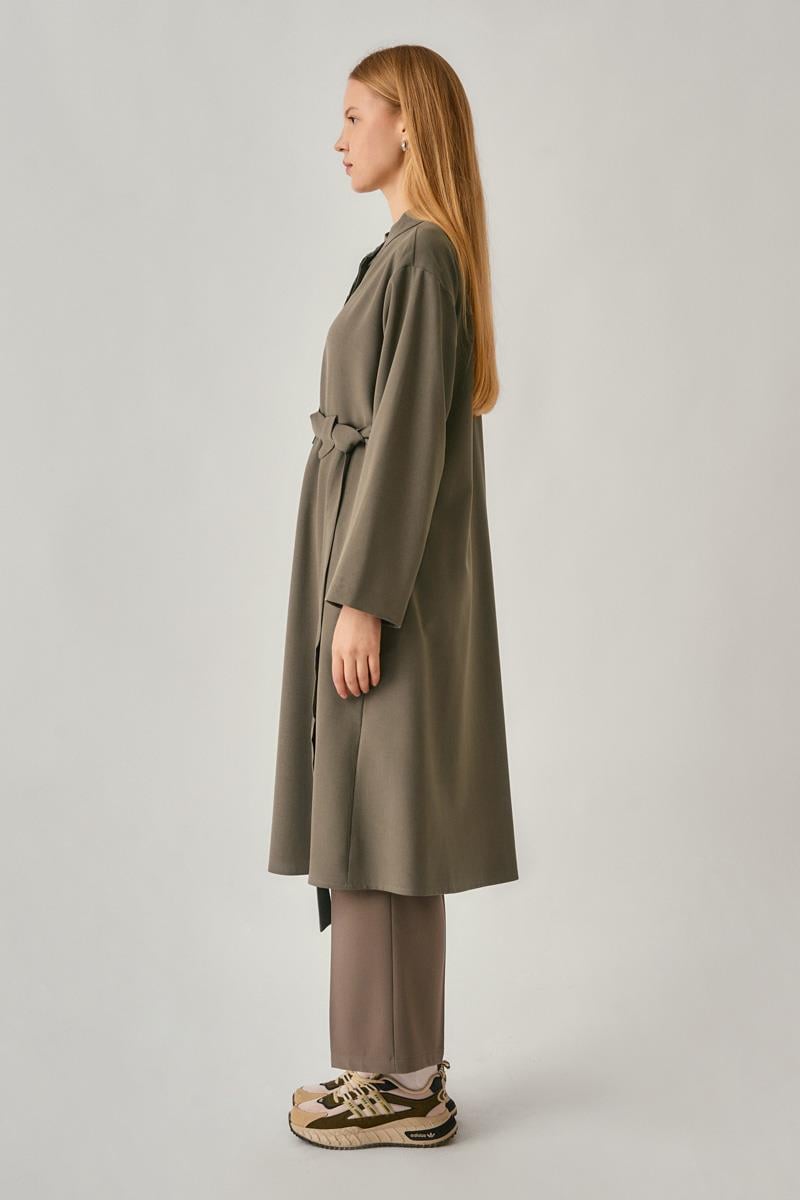 Gizli Düğmeli Uzun Tunik Haki