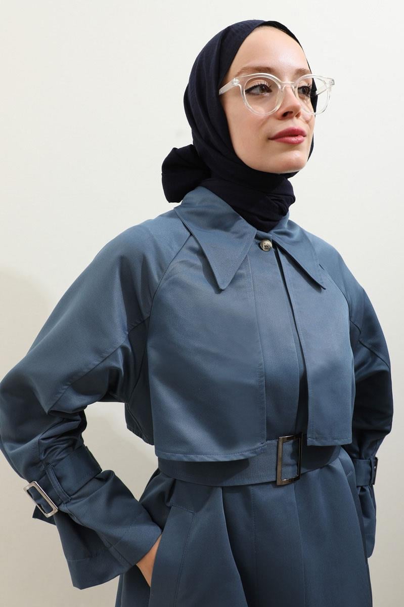 Gömlek Yaka Trençkot İndigo