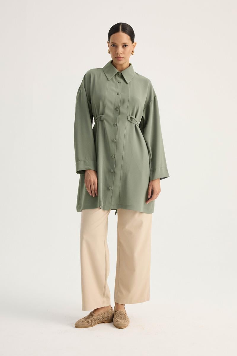 Gömlek Yaka Tunik Koyu Mint
