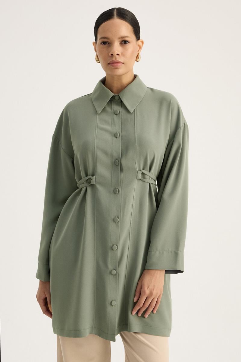 Gömlek Yaka Tunik Koyu Mint