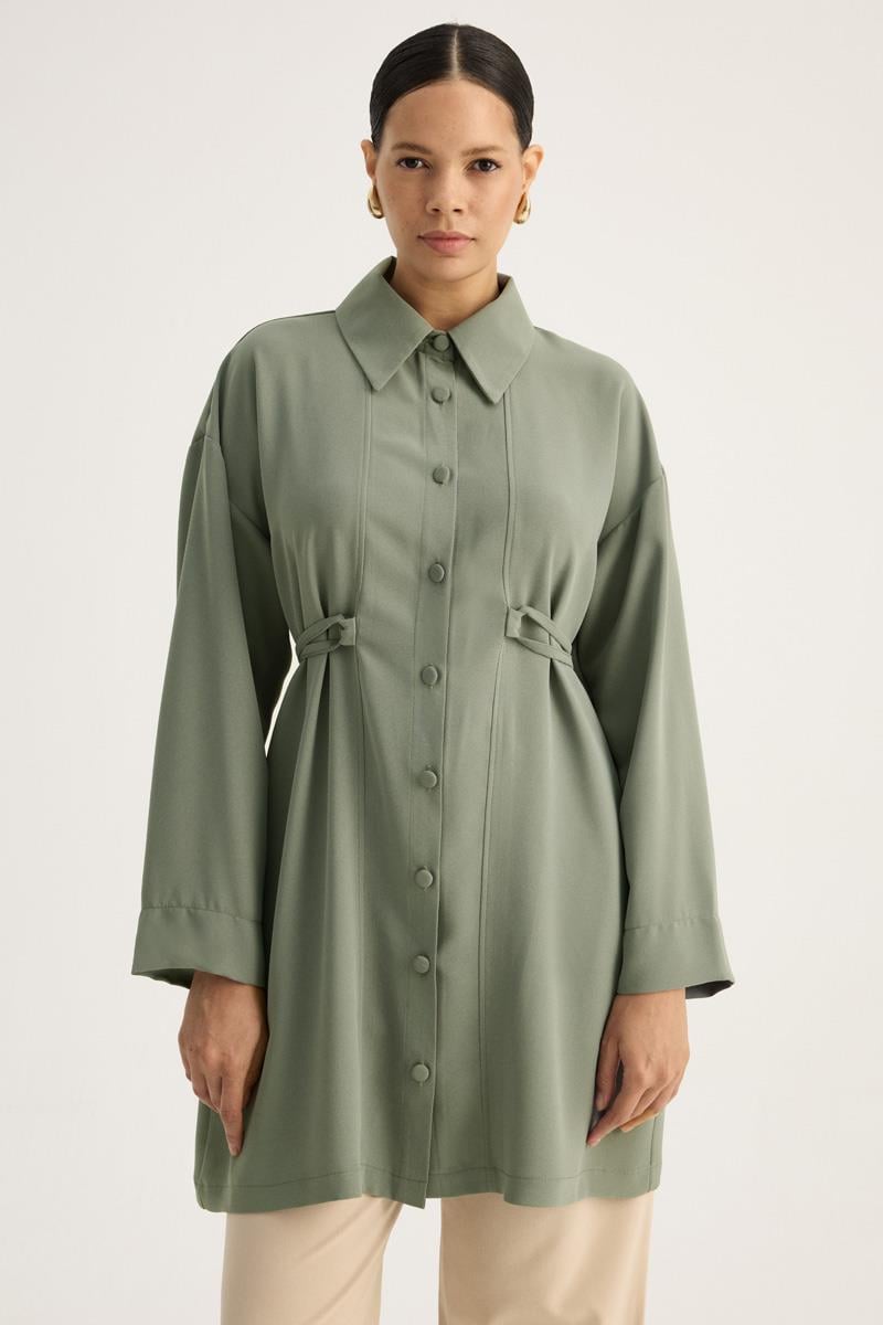 Gömlek Yaka Tunik Koyu Mint