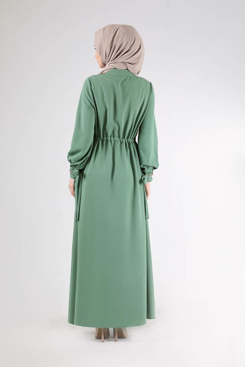 Hakim Yaka Bağcıklı Ferace Mint