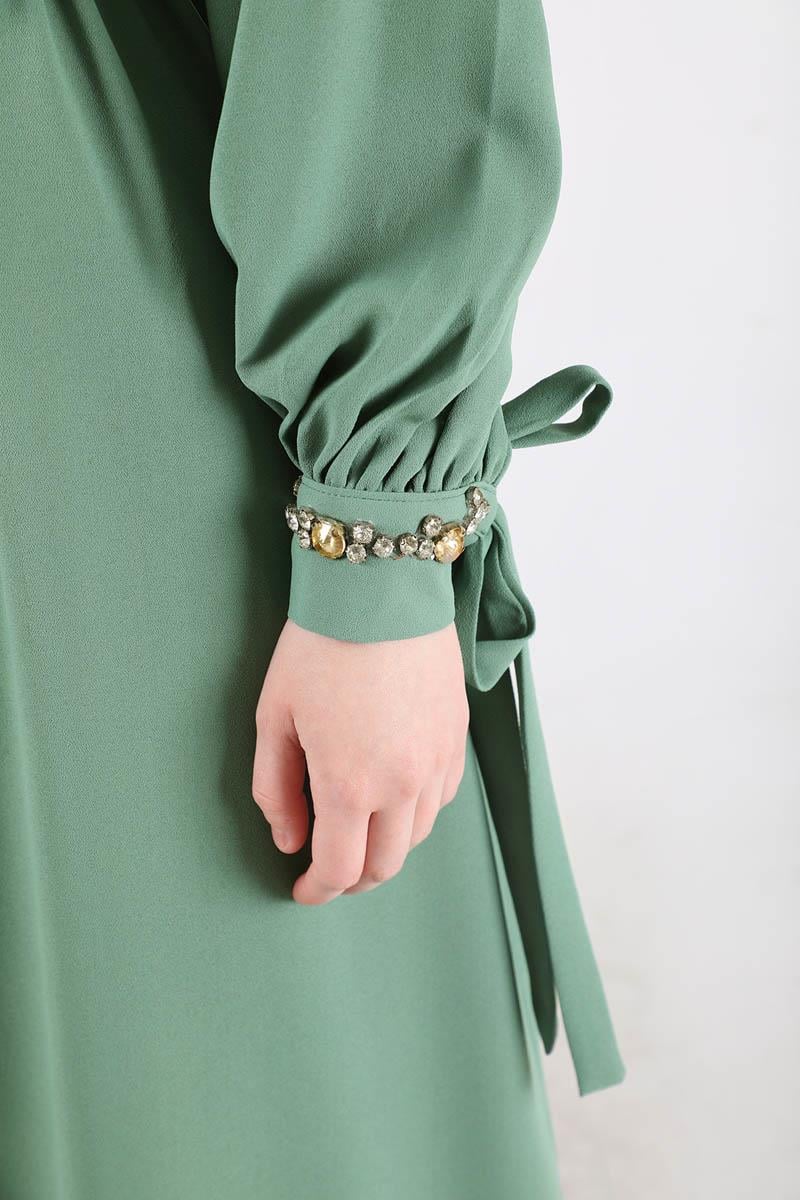 Hakim Yaka Bağcıklı Ferace Mint