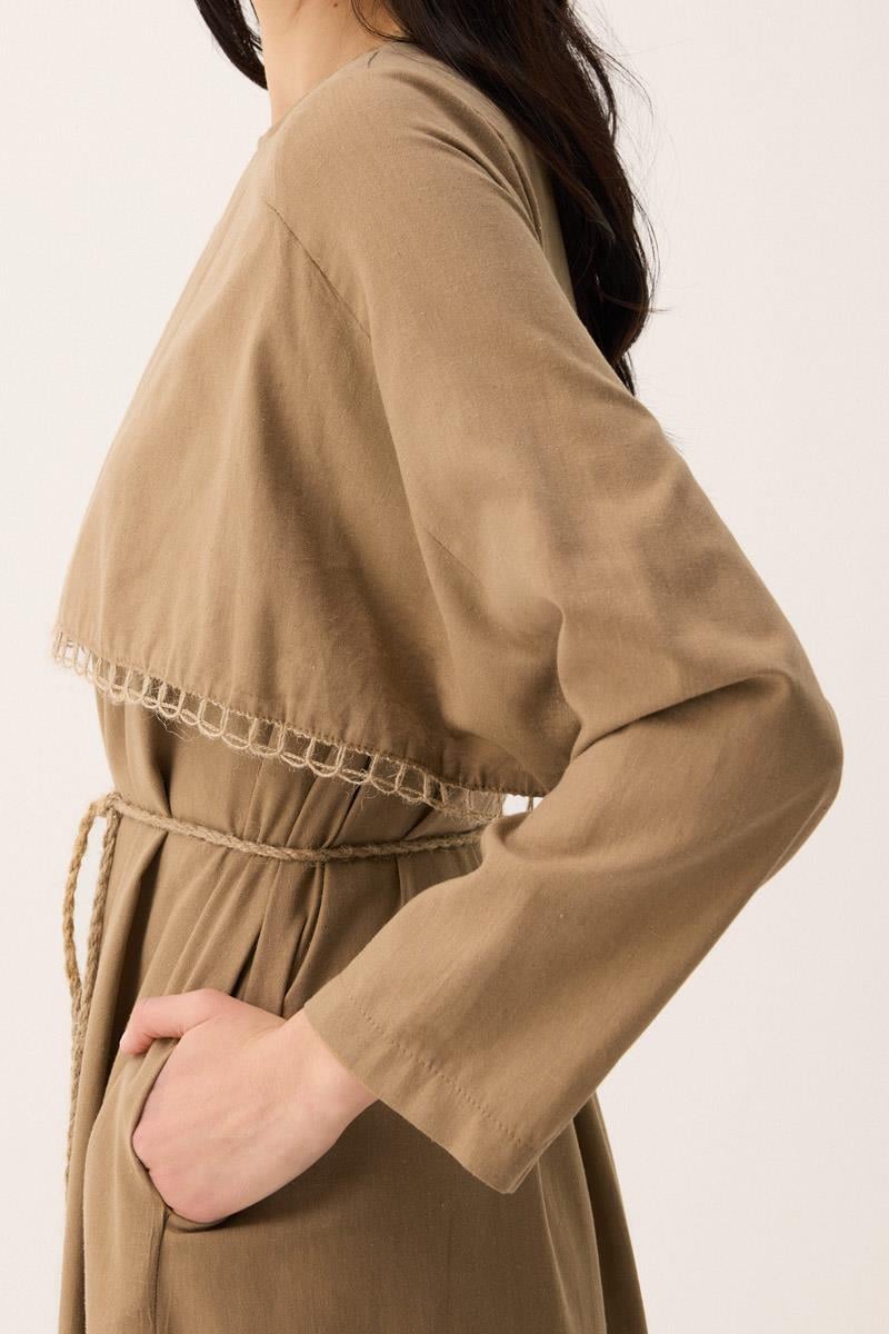 Hasır Biyeli Elbise Camel