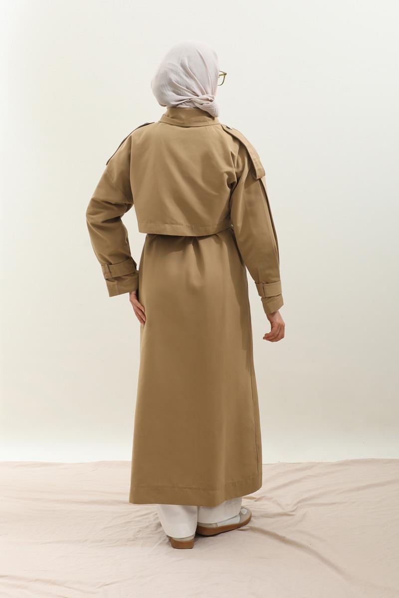 İkili Trençkot Camel