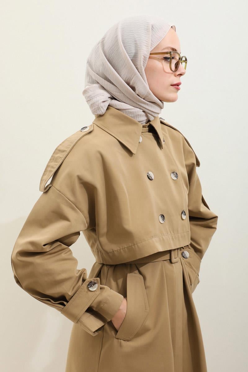 İkili Trençkot Camel
