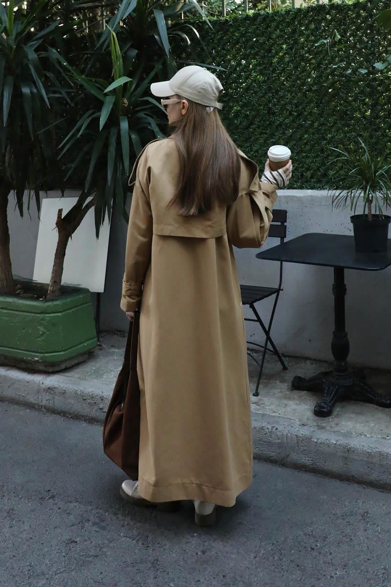 İkili Trençkot Camel