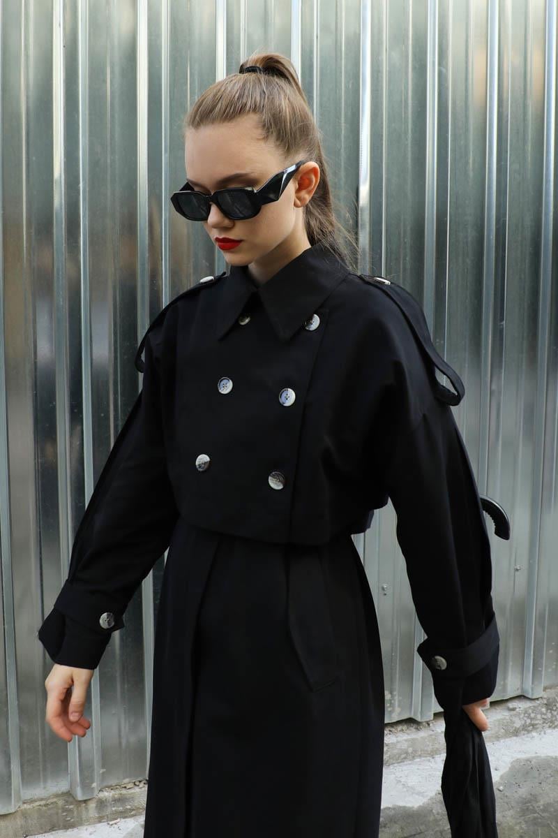 İkili Trençkot Siyah