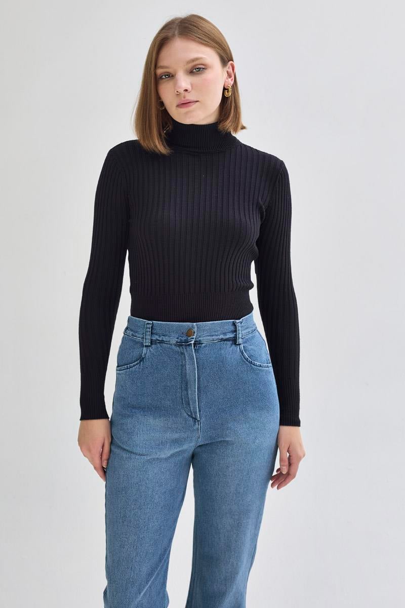 İspanyol Paça Denim Pantolon Açık Mavi