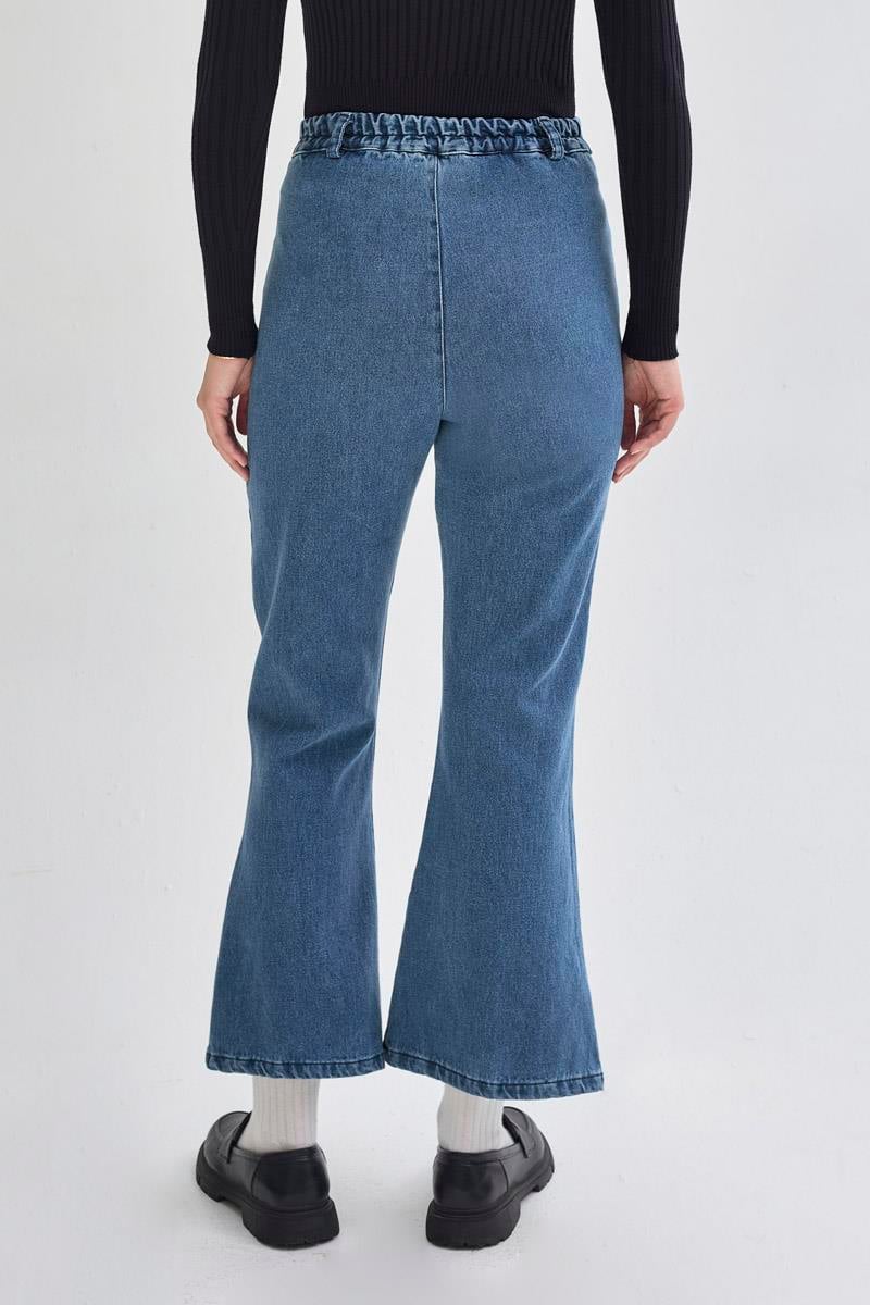 İspanyol Paça Denim Pantolon Açık Mavi