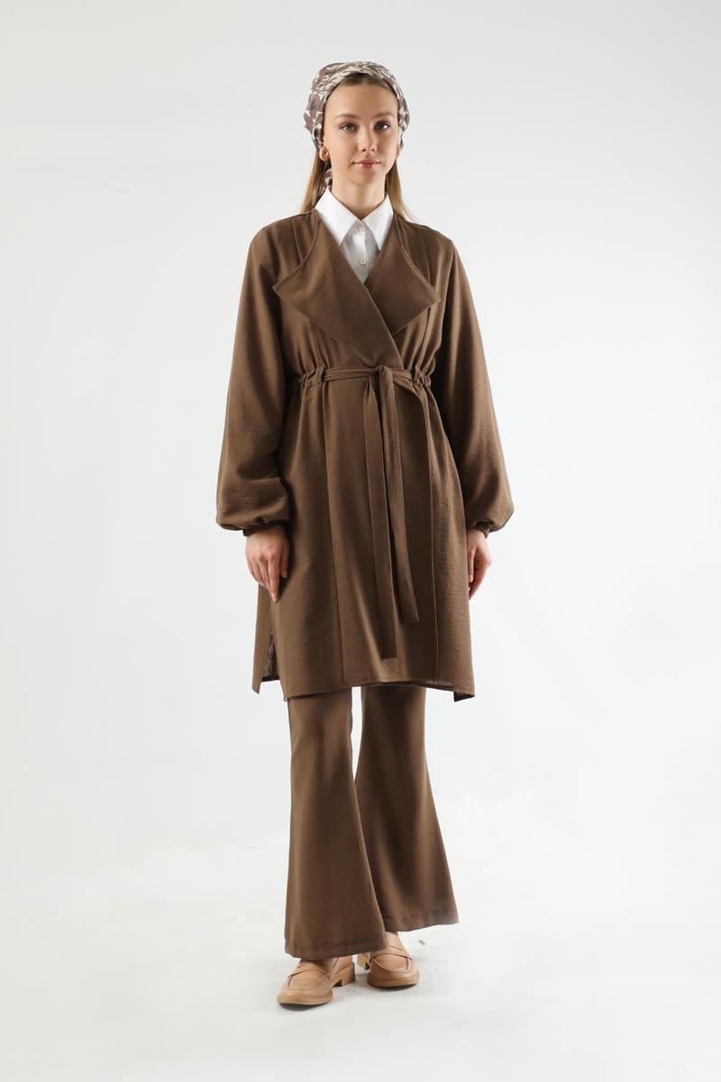 İspanyol Paça Kimono Takım Kahve