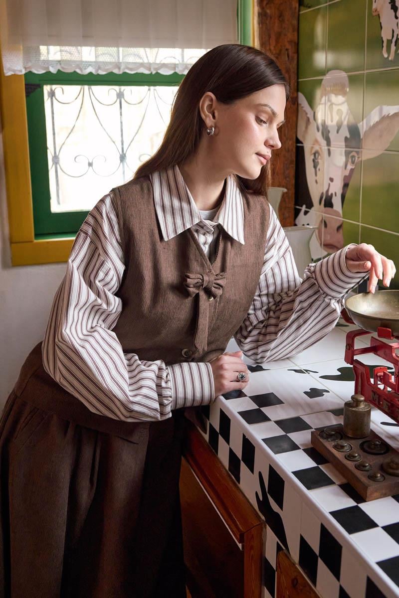 Kadife Etek Takım Kahverengi