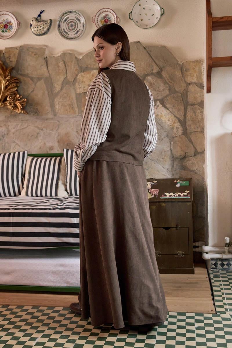 Kadife Etek Takım Kahverengi