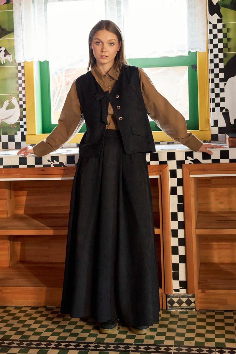 Kadife Etek Takım Siyah