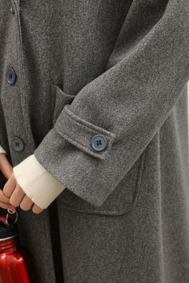 Kapüşonlu Ara Boy Kaban Antrasit