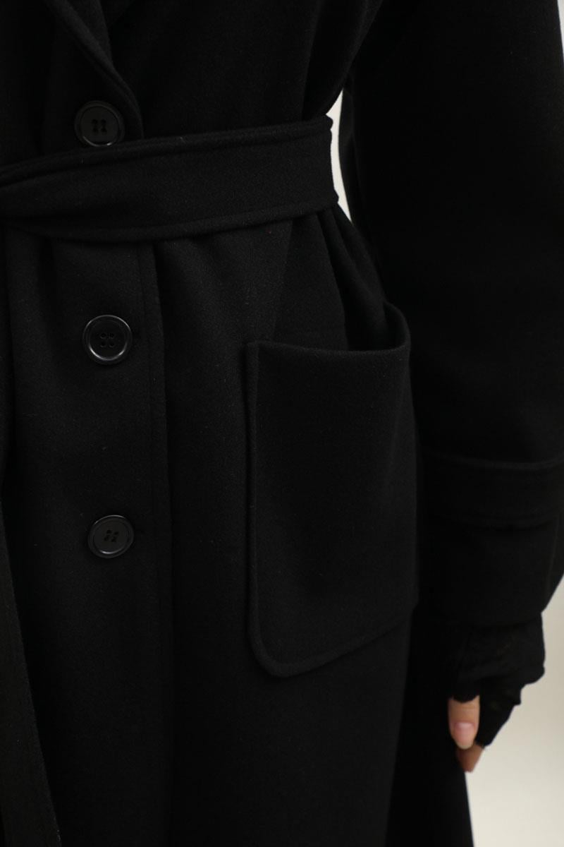 Kapüşonlu Ara Boy Kaban Siyah