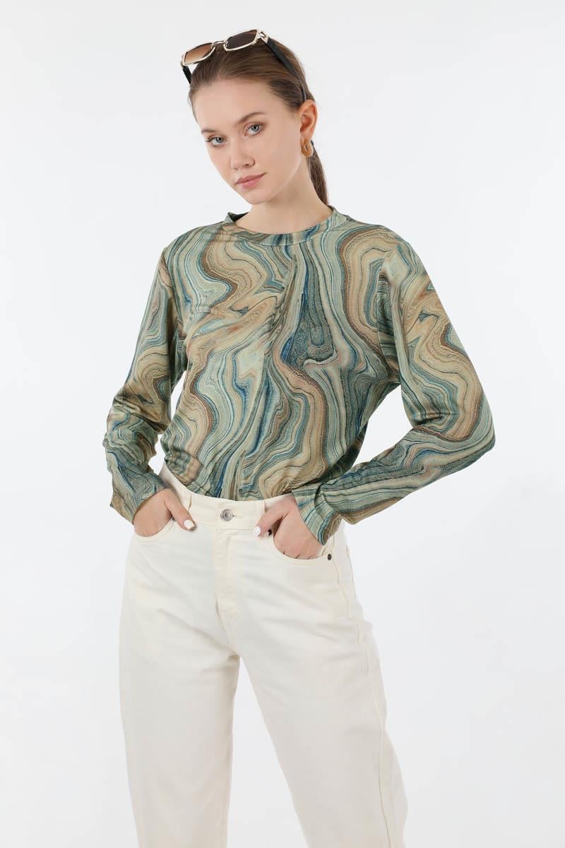 Karışık Desenli Body Yeşil