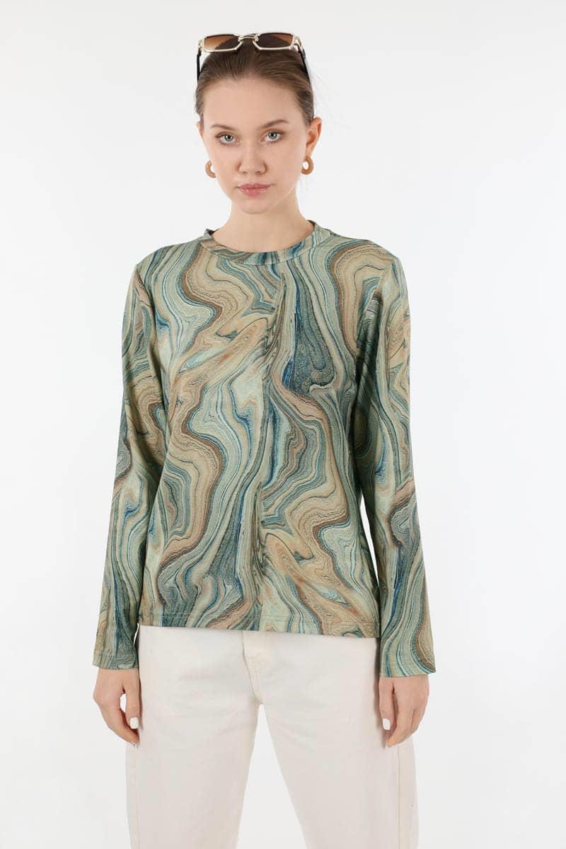 Karışık Desenli Body Yeşil