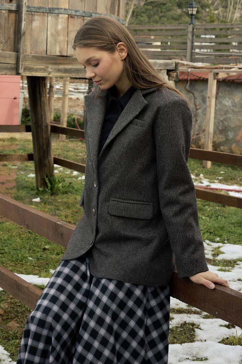 Kaşe Blazer Ceket Antrasit