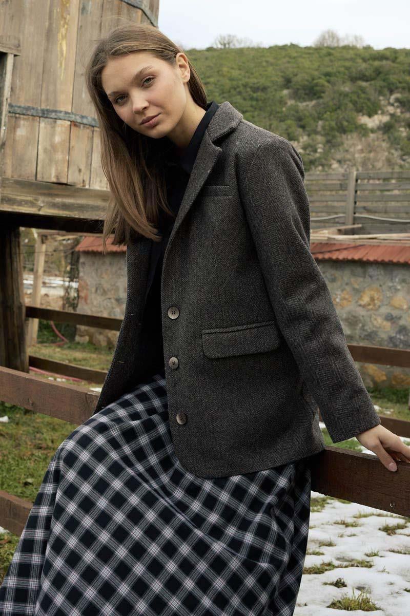 Kaşe Blazer Ceket Antrasit