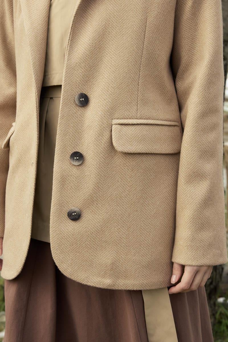 Kaşe Blazer Ceket Bej