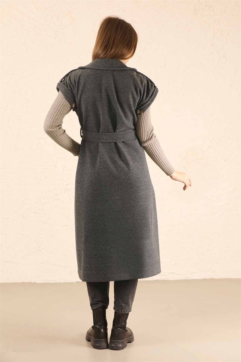 Kaşe Yelek Koyu Gri