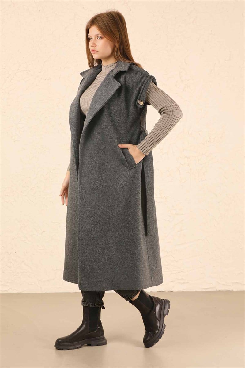 Kaşe Yelek Koyu Gri