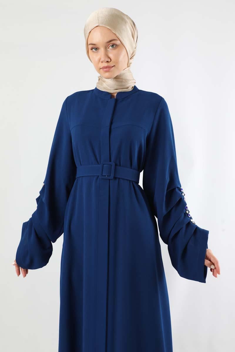 Kemerli Pileli Ferace İndigo