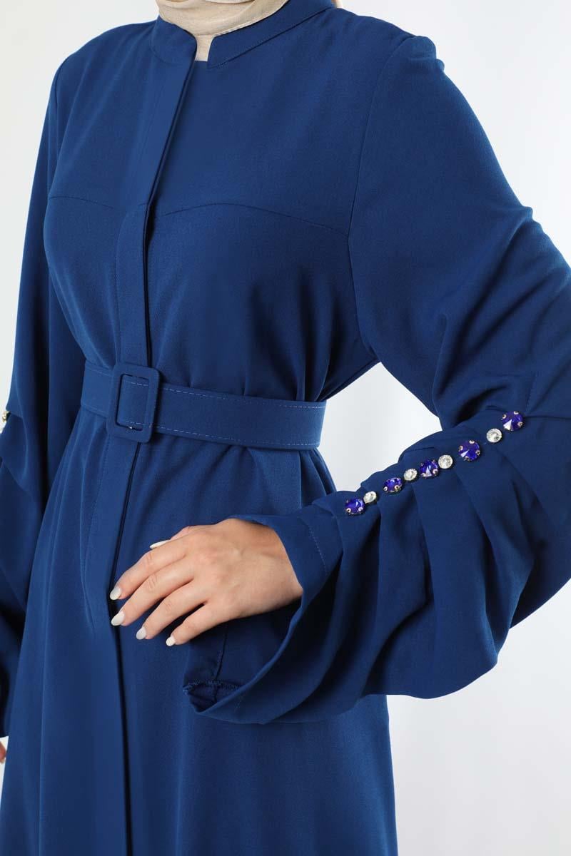 Kemerli Pileli Ferace İndigo