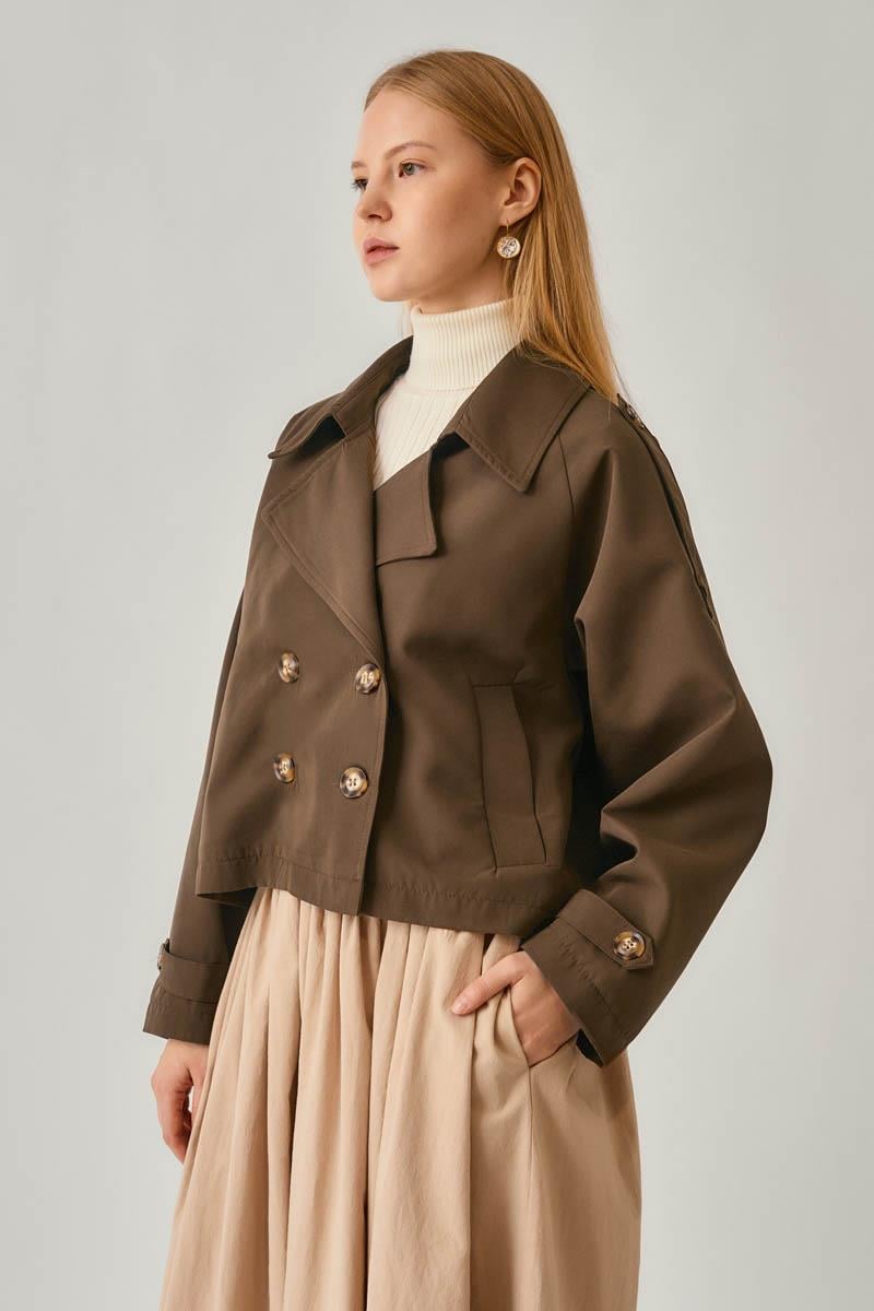 Klasik Kısa Trençkot Kahverengi