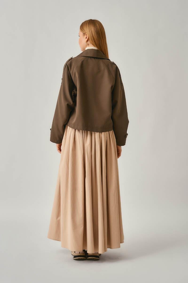 Klasik Kısa Trençkot Kahverengi