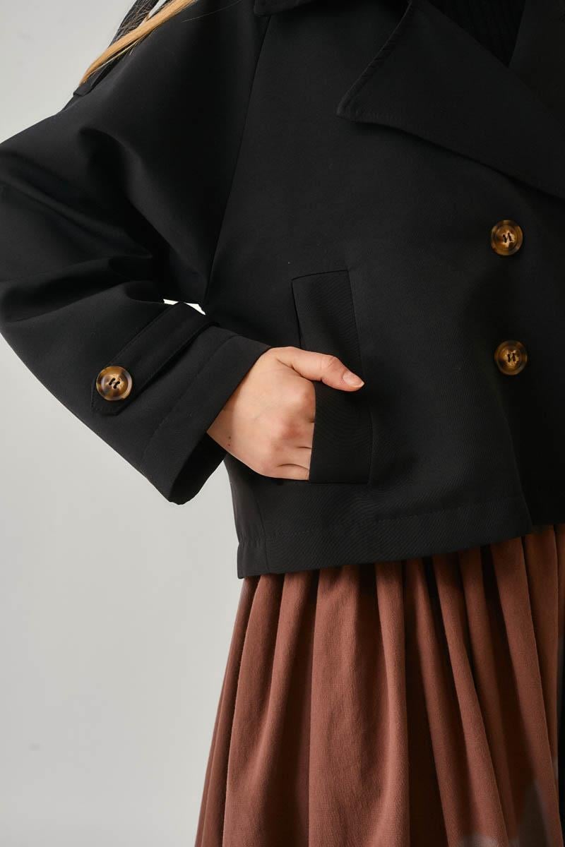 Klasik Kısa Trençkot Siyah