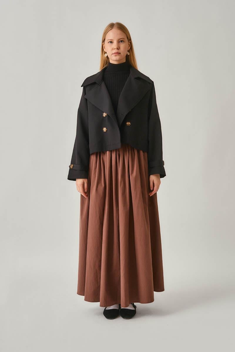 Klasik Kısa Trençkot Siyah