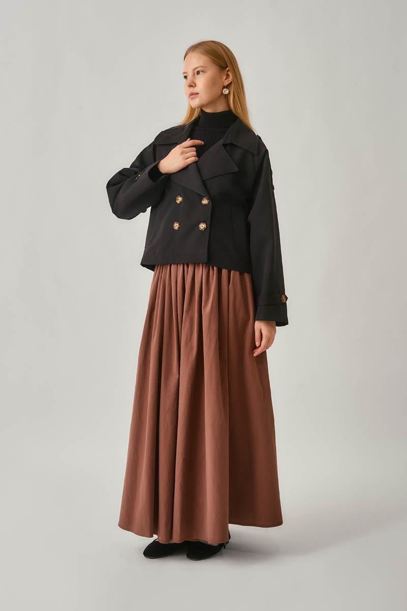 Klasik Kısa Trençkot Siyah