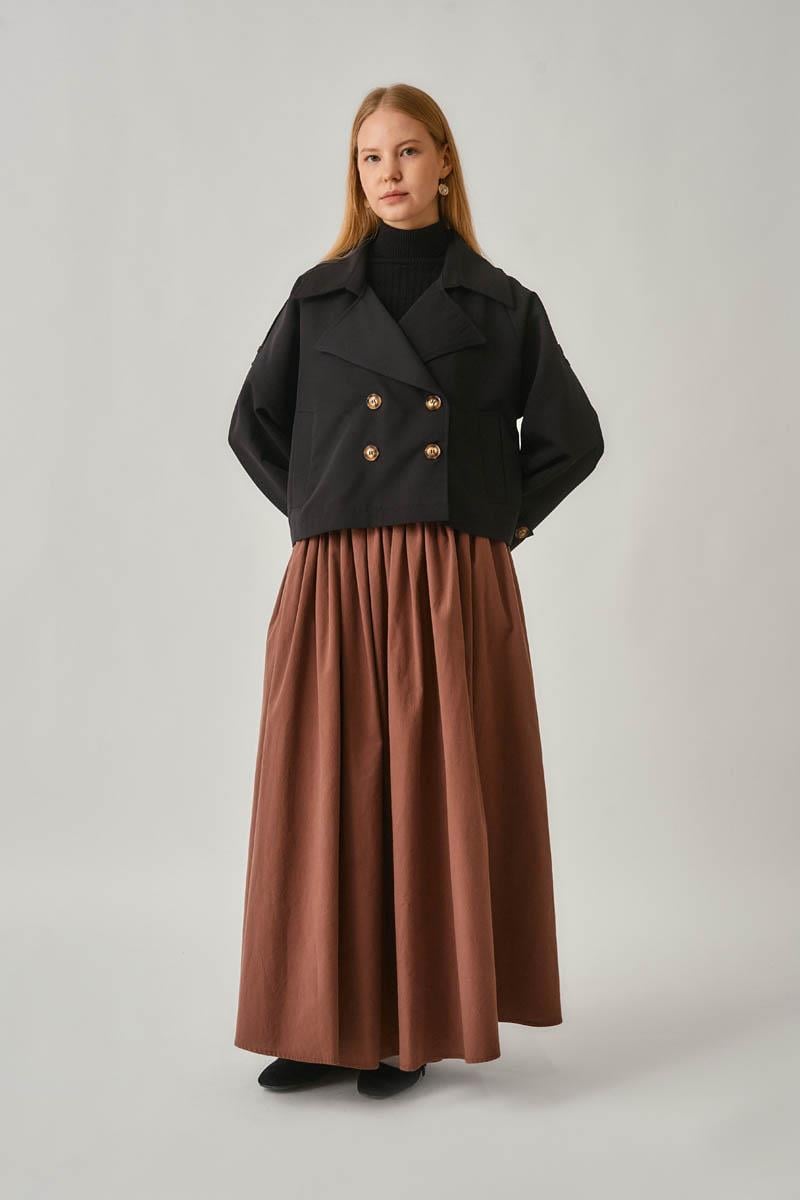 Klasik Kısa Trençkot Siyah