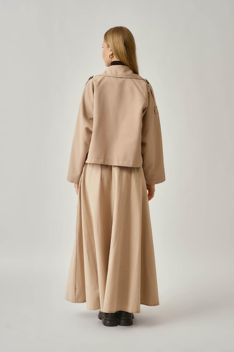 Klasik Kısa Trençkot Taş