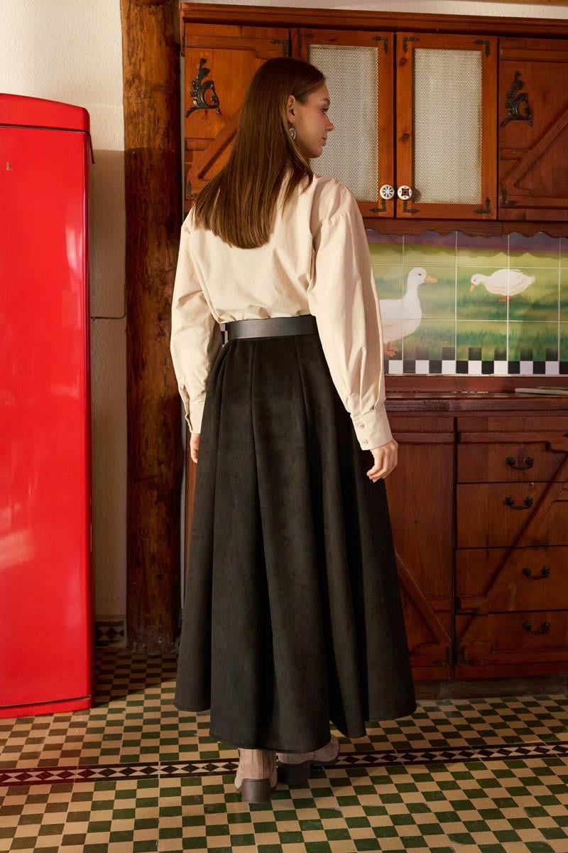 Kloş Süet Etek Siyah