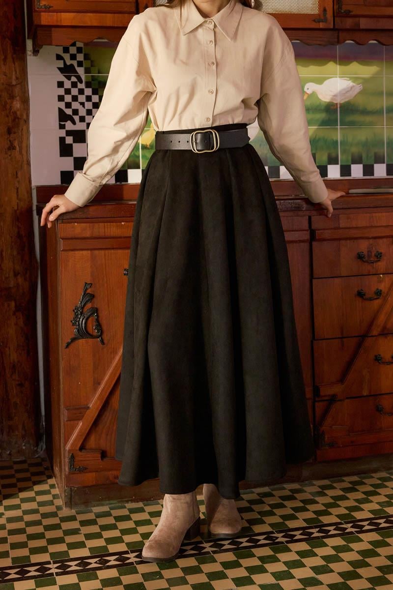 Kloş Süet Etek Siyah