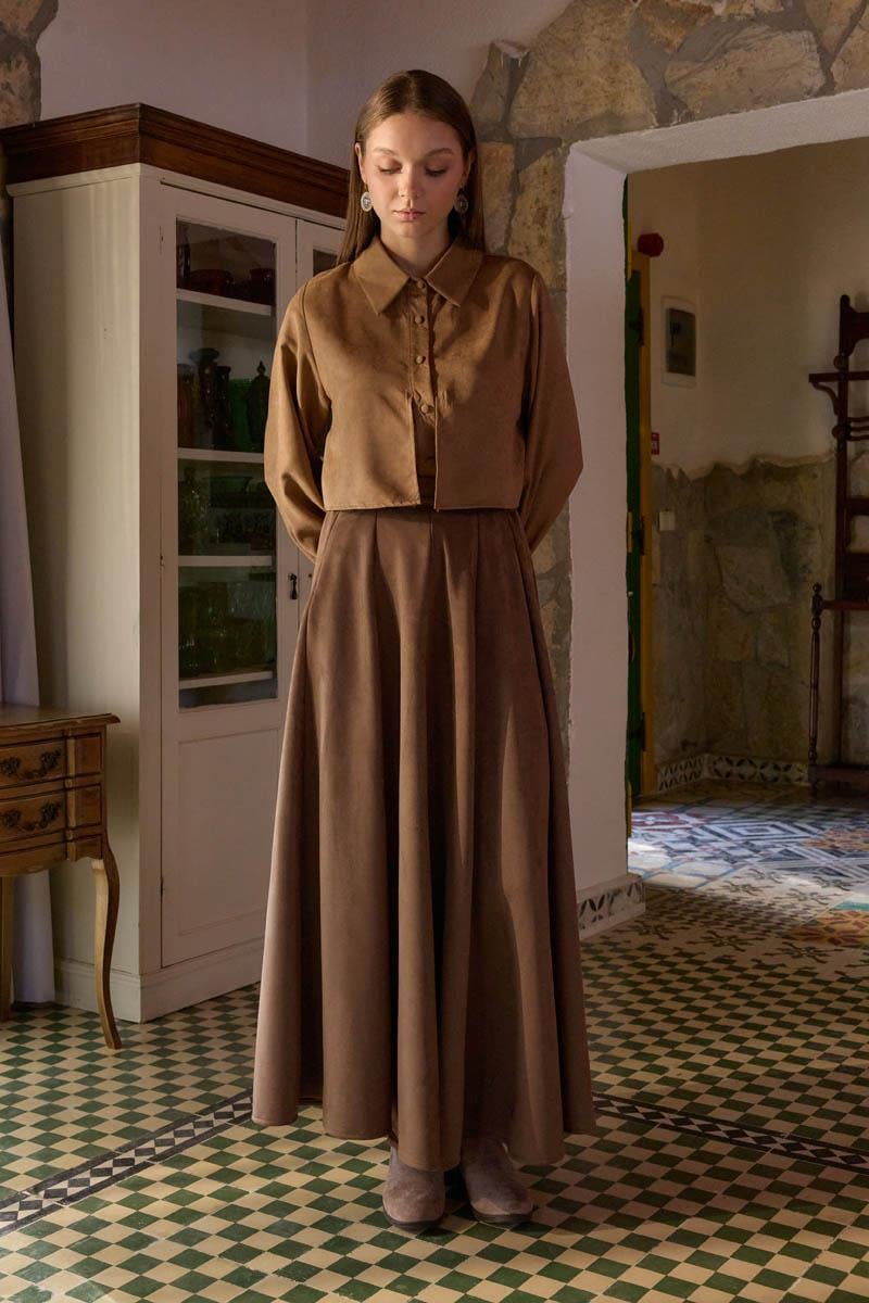 Kloş Süet Etek Taba