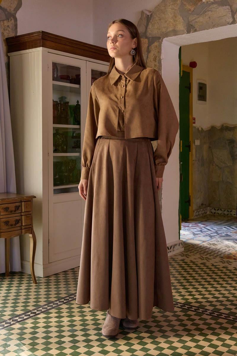 Kloş Süet Etek Taba