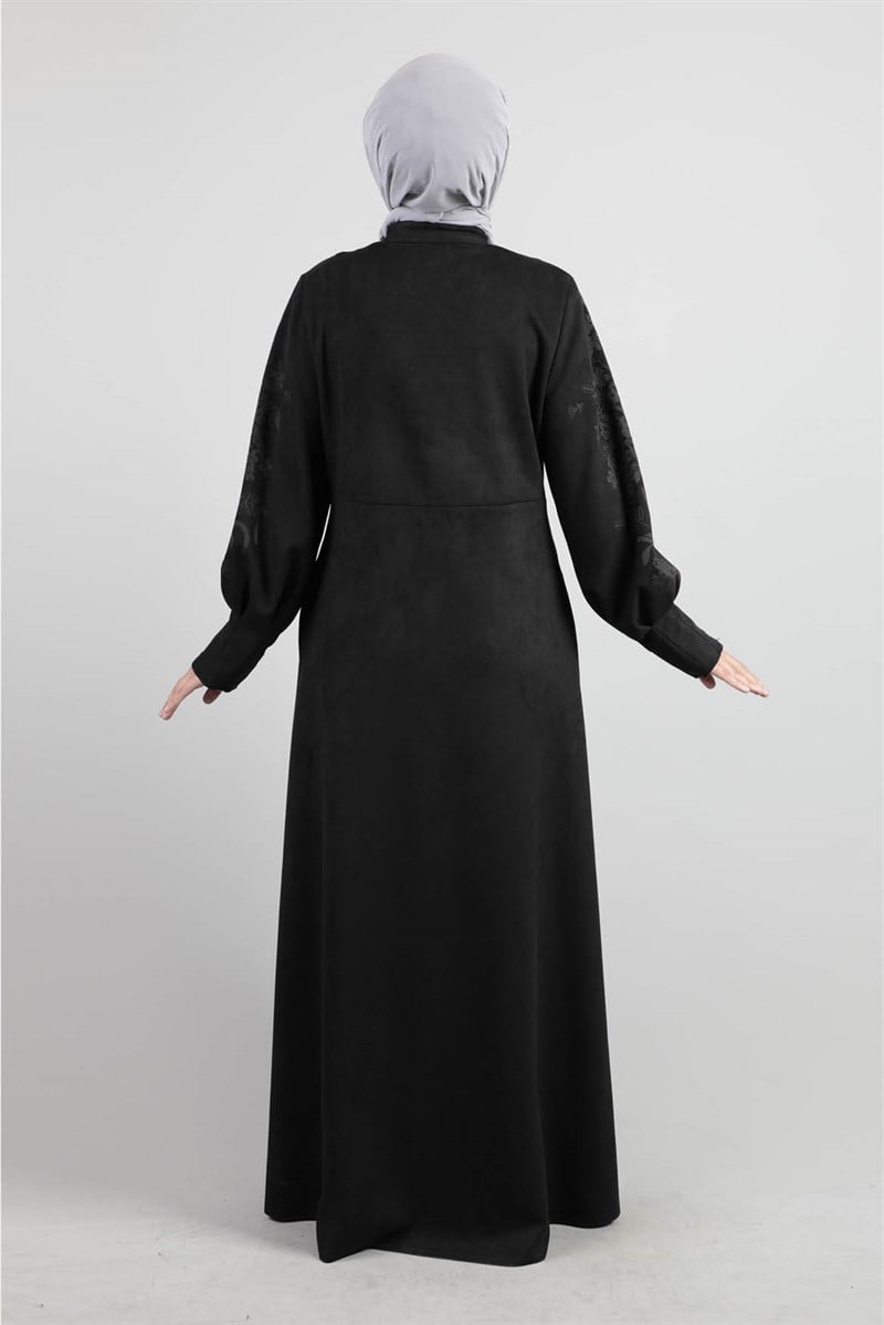 Kolu Pileli Süet Siyah