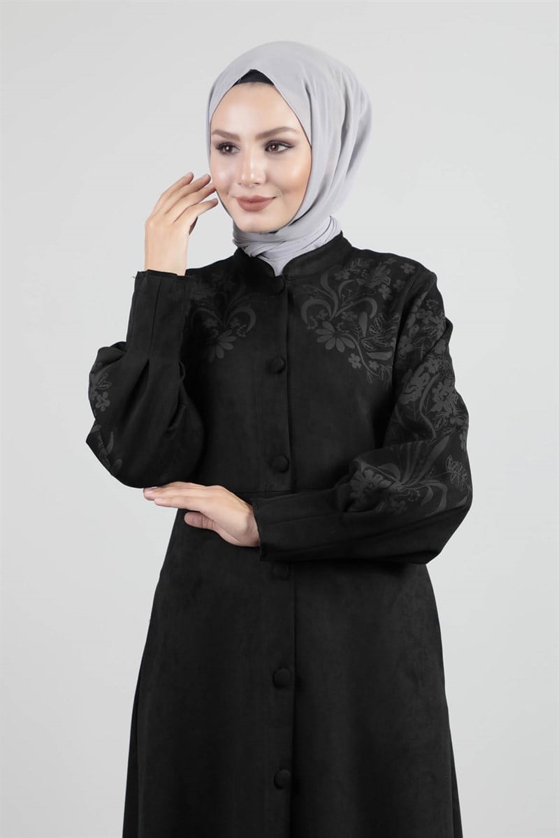Kolu Pileli Süet Siyah