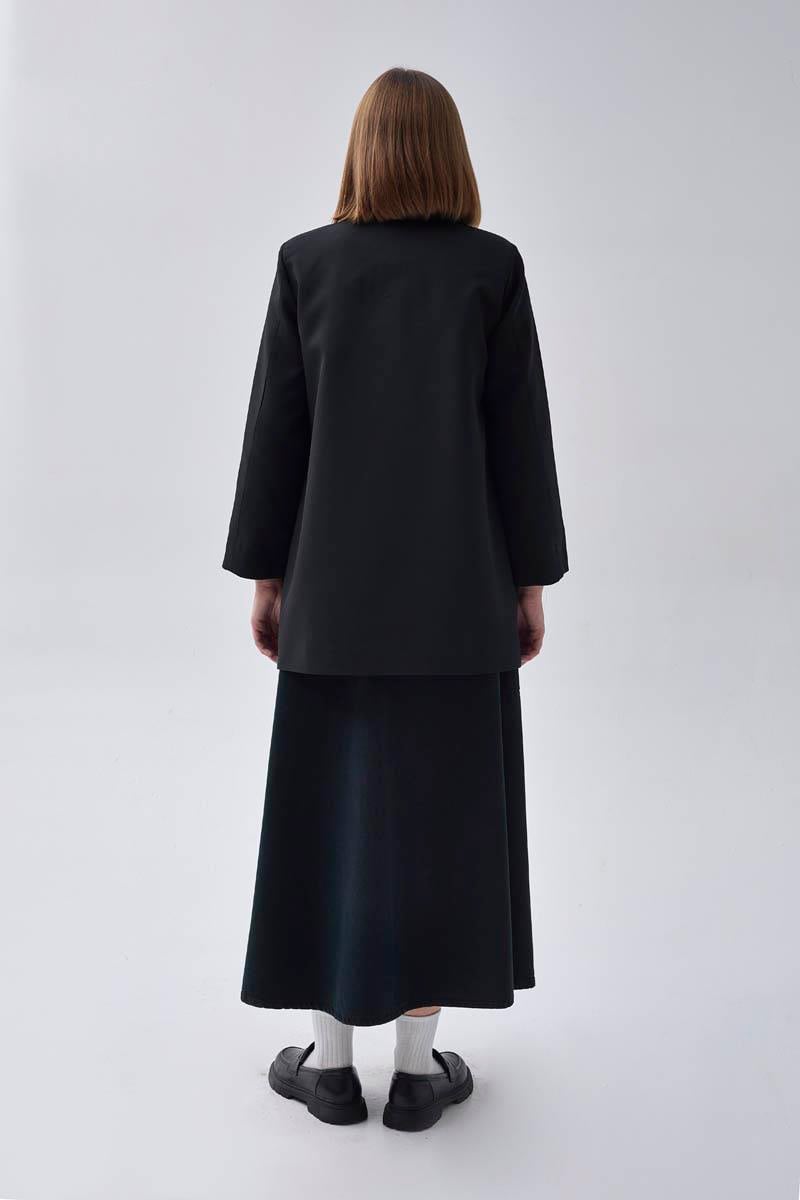 Kruvaze Blazer Ceket Siyah