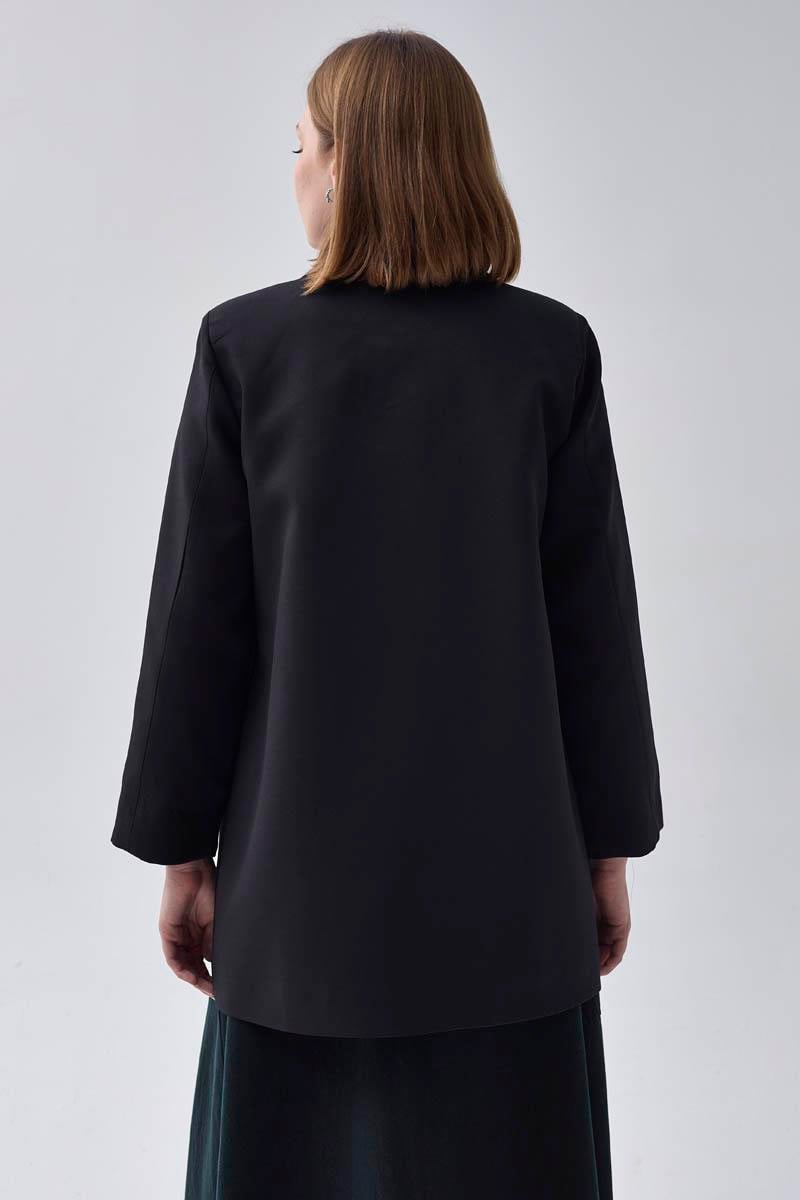 Kruvaze Blazer Ceket Siyah